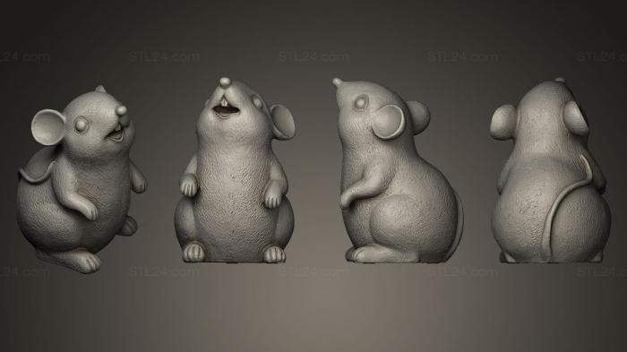 Статуэтки животных (Мышь, STKJ_0364) 3D модель для ЧПУ станка